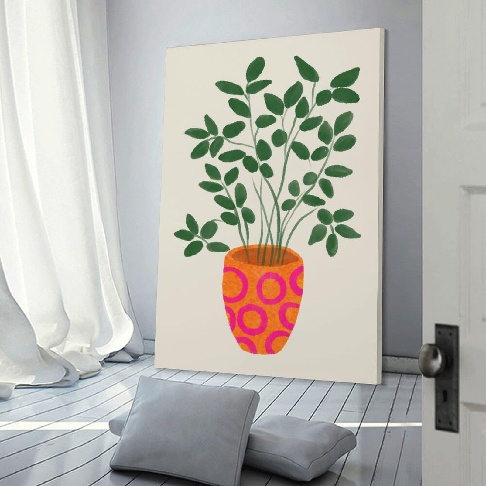 Junmoney Canvas Wall Decor Ficus Cute Plant, 12x18inch(30x45cm), for Flats, Guest Rooms Or Compact Rooms, A Simple Refresh for Blank Walls