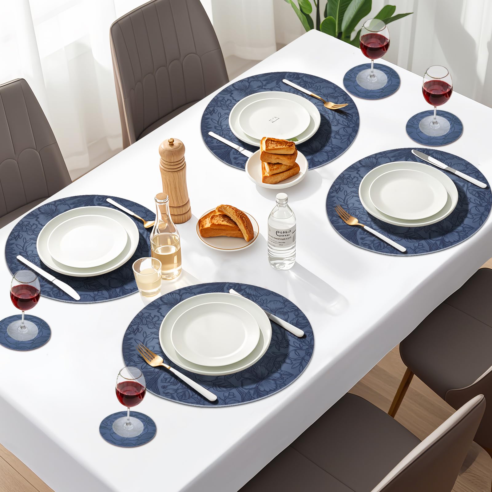 Radicaln, Set di 6 sottobicchieri in marmo bianco fatti a mano, da 8,9 cm, per