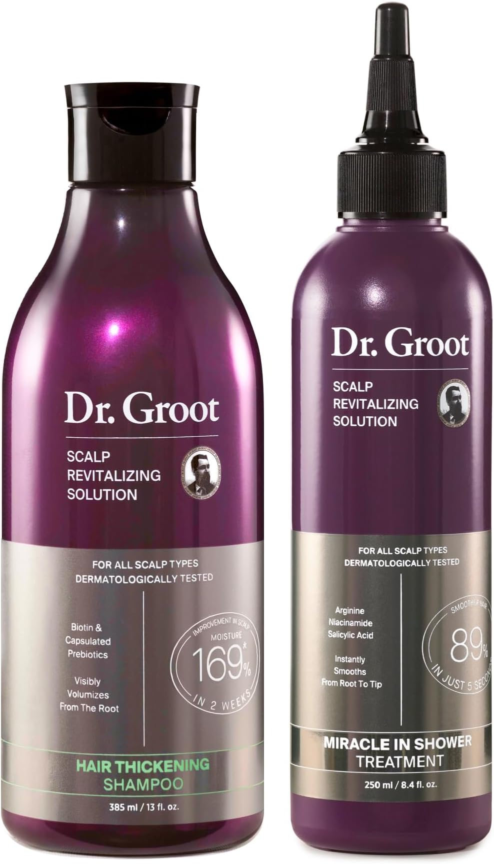 Dr. Groot Thickening Shampoo & Scalp Treatment Set for Hair Loss – Clinical Results with Biotin and Rosemary for Hair Thinning, Shedding, Scalp Repair and Treatment