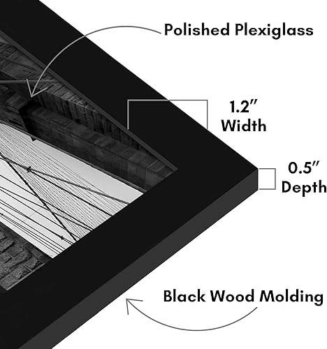 Vista 566 de Americanflat - Marco para póster de 71 x 74 cm con plexiglás pulido, portarretratos negro de madera industrializada, Epic Collection, marco ancho