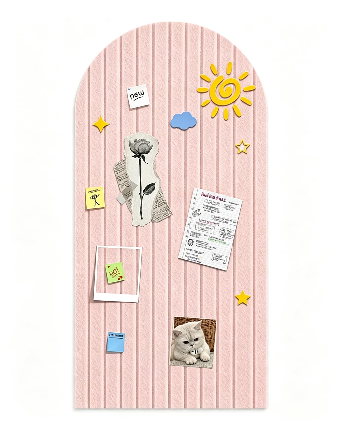 Tablón de anuncios plegable de corcho de 0,9 cm de grosor, azulejos de fieltro para habitación infantil con cierre de adhesivo, tabla de decoración para fotos, notas, bordes redondos, paneles de pared