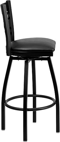 Miniatura 6 de Flash Furniture HERCULES Series Black ''X'' Taburete giratorio de metal  asiento de vinilo negro