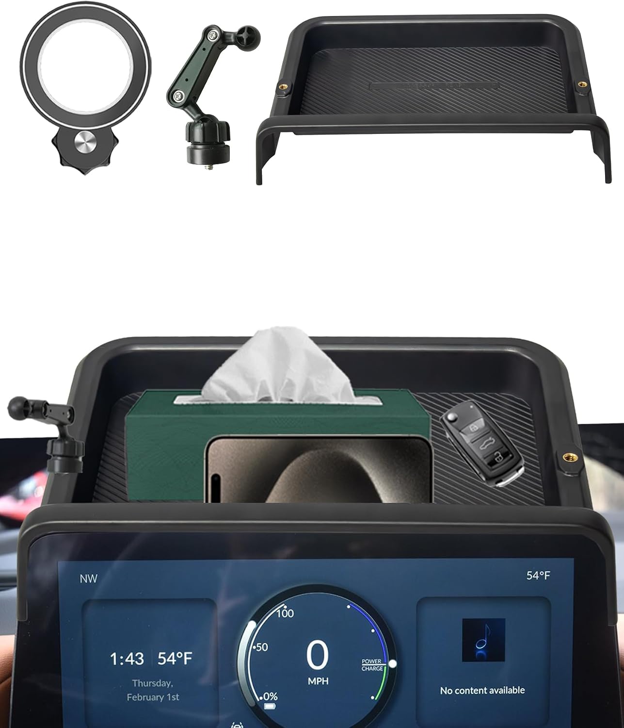 Car Phone Holder for 2024 2025 Honda Prologue Accessories Apply to 11 Inch Digital Instrument Cluster Screen Fixed Clip Magnetic Cell Phone Mount with Dashboard Storage Tray