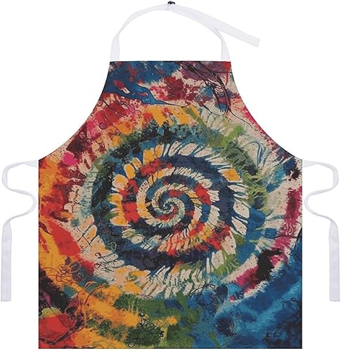 Miniatura 7 de Colorful Spiral Tie Dye Aprons Waterproof Cooking Kitchen Apron Unisex Adjustable Bib Apron with Pocket Restaurant Chef Works Aprons for Waitress