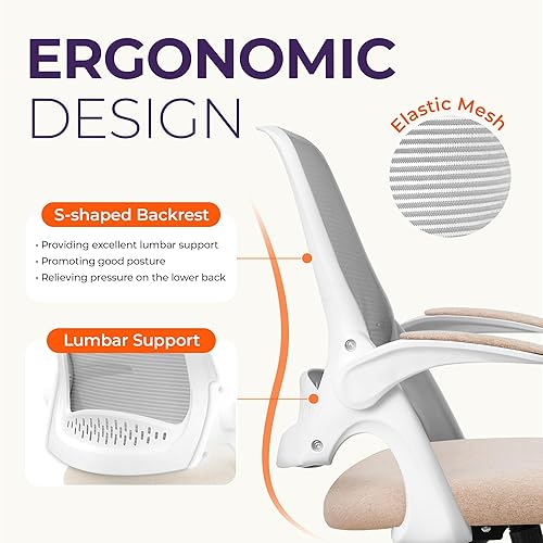 Miniatura 3 de NEO CHAIR Silla de escritorio de oficina para juegos de computadora, soporte lumbar ergonómico con reposabrazos acolchado abatible, altura ajustable
