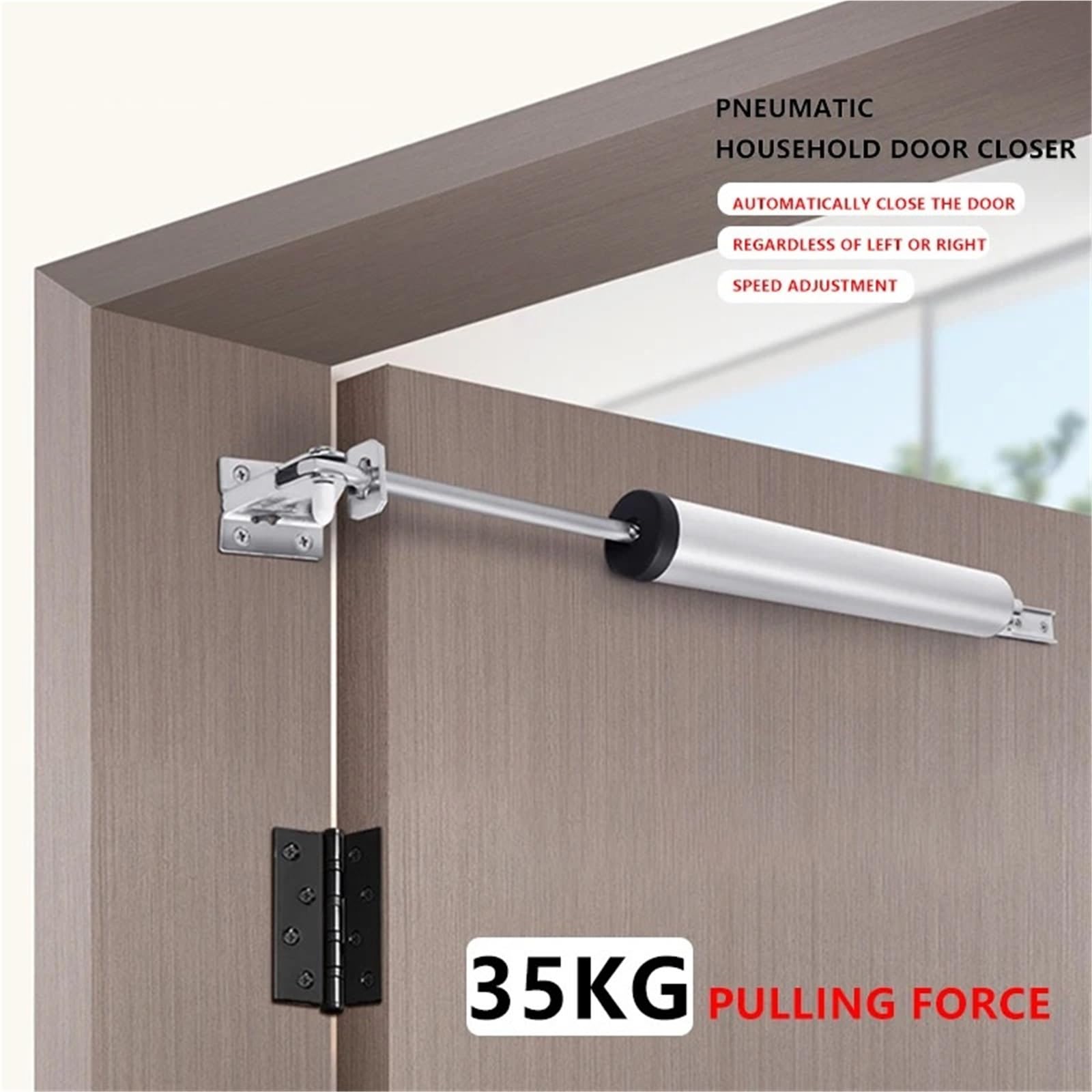 Chiudiporta Automatico Buffer Da 2 Pezzi 35KG Pneumatico Idraulico A Velocità Regolabile Posizionamento Più Vicino Hardware Staffa For Porta In Legno For Uso Domestico Per Porte(Brown)