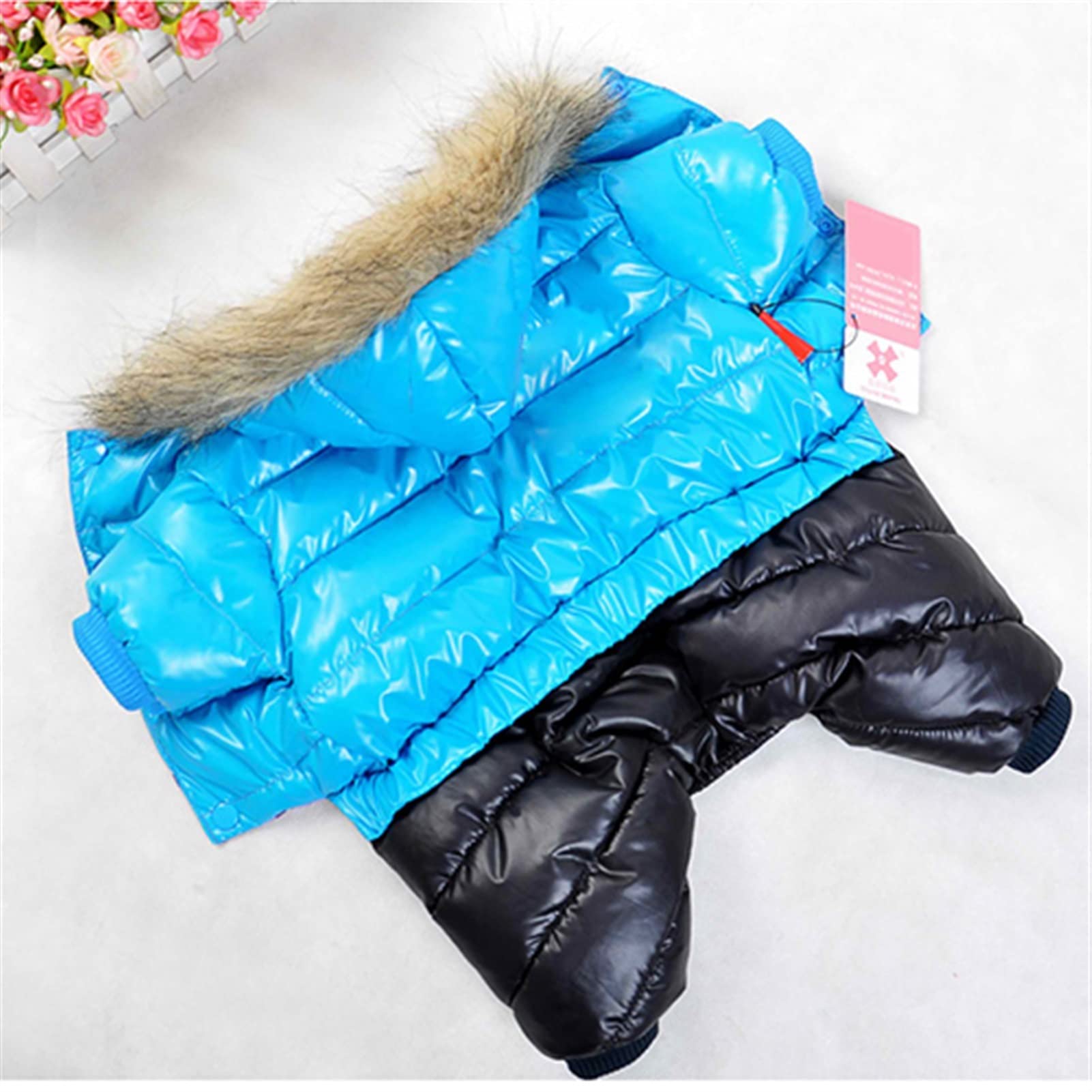 Manteau imperméable chien bleu taille 18 chaud et épais pour affronter l'hiver