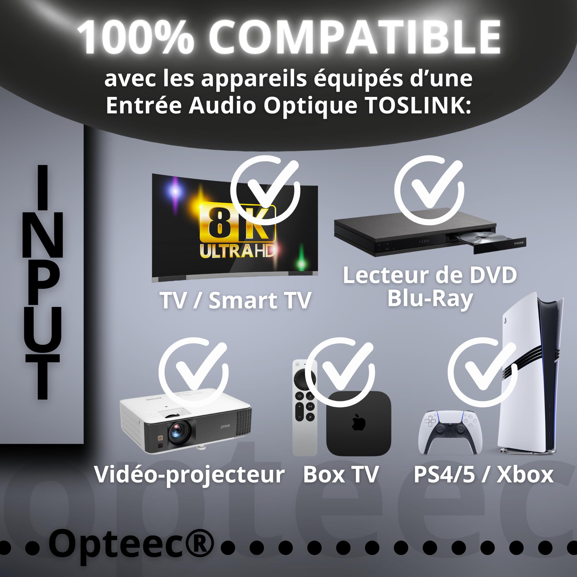 Câble Optique Audio - 1M - Câble Optique Audio Toslink pour HOME CINEMA, BARRE DE SON, TV, SAMSUNG, BOSE, LG, SONY, SONOS, PS4, XBOX - Nylon Tressé Renforcé - Connecteur Plaqué Or (1M)