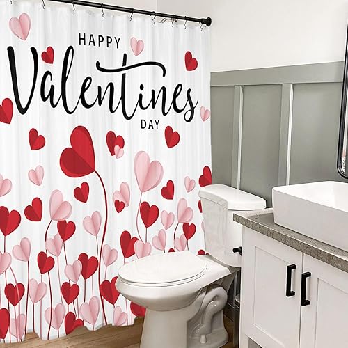 Miniatura 5 de Cortina de ducha para el día de San Valentín, cortina de ducha de San Valentín de 72 x 72 pulgadas, decoración de baño de San Valentín, juego de