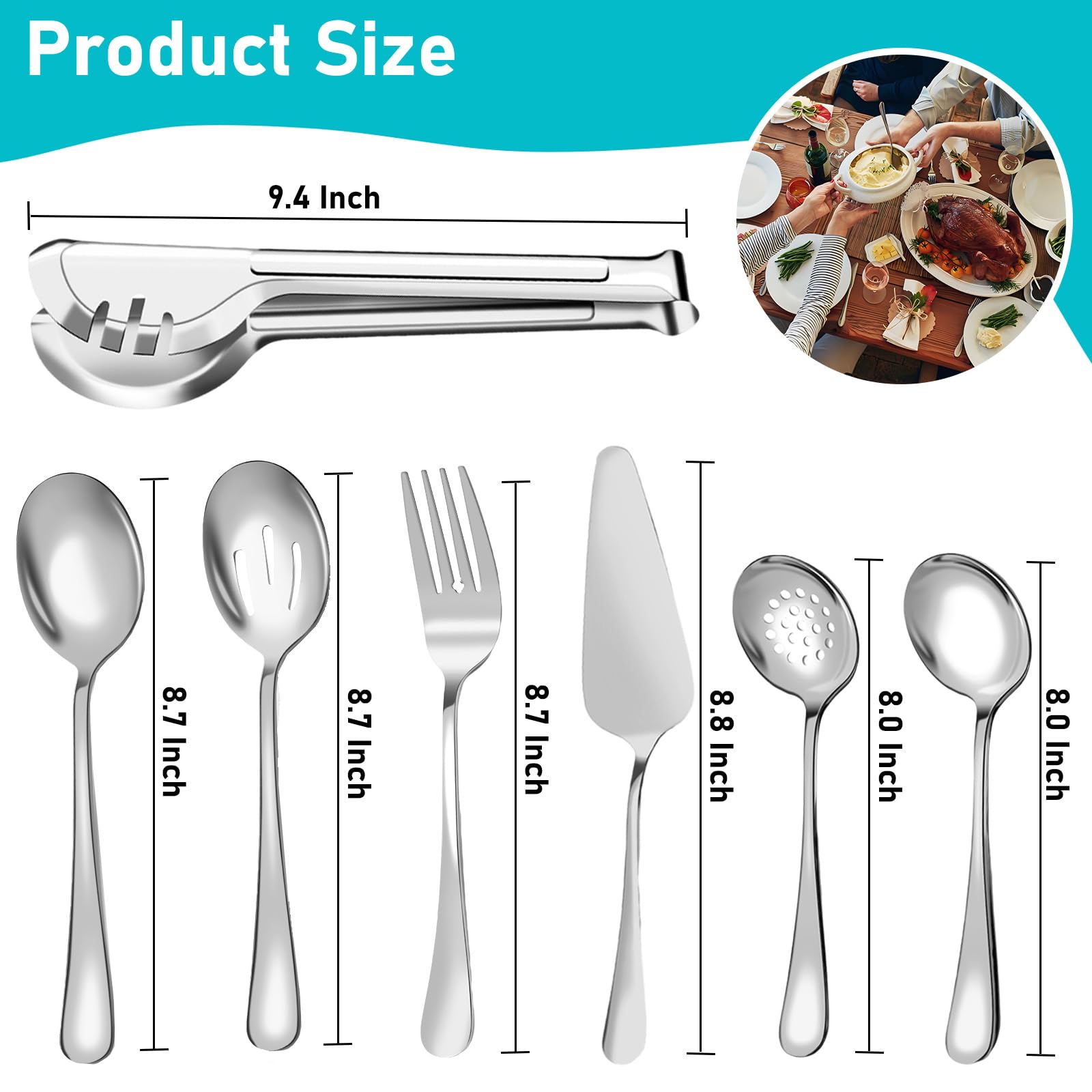 Paquete de 15 utensilios para servir (plata)