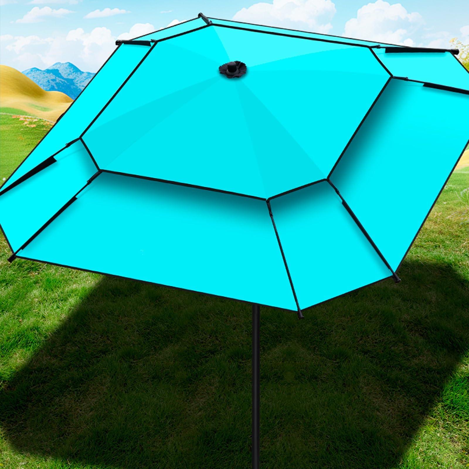 Parasol wędkarski, parasol przeciwsłoneczny na zewnątrz, parasol plażowy, korba i solidne żebra odporny na wiatr, trwały, lekki, do ogrodu, na taras, podwórko