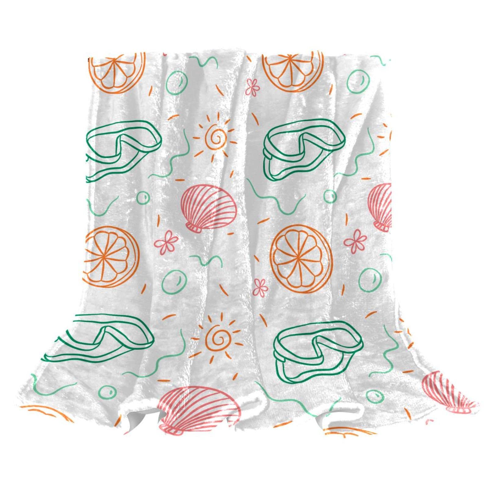 Couverture polaire en peluche orange corail au motif de soleil pour decoration canape salon