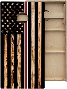 Skip's Garage Nurse Thin Line American Flag All-Weather Cornhole Boards - Includes (2) Boards (Resin Bags) + NO Additional Accessories