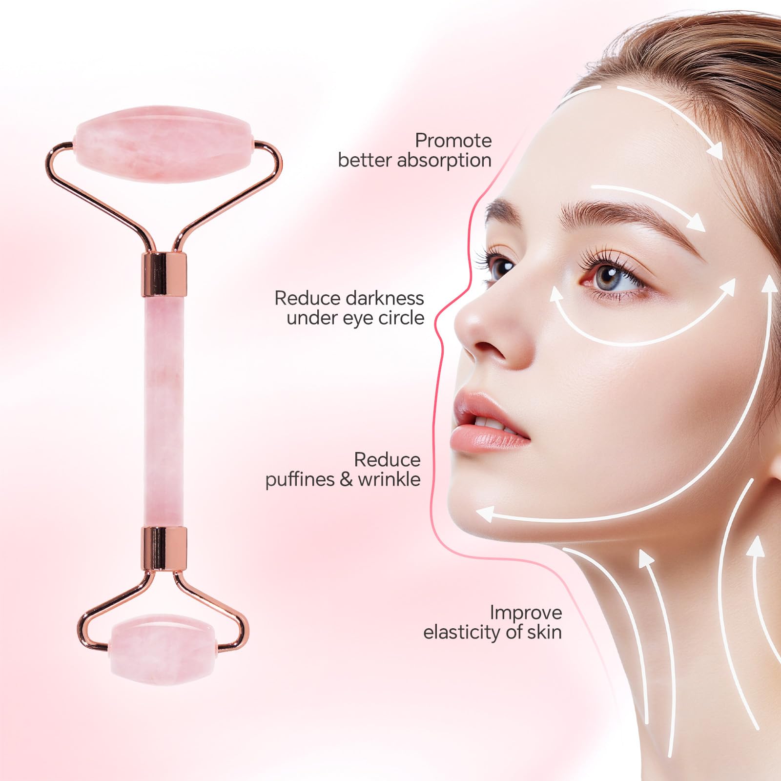 Jade Roller & Gua Sha Set for Face – 4PCS Natural Facial Massage Tools