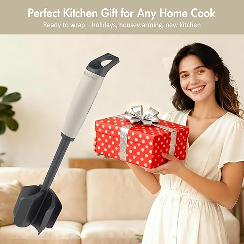 Miniatura 6 de Ourokhome Picador de carne y triturador de papas, triturador de carne molida de nailon resistente al calor para hamburguesas, 5 cuchillas curvas