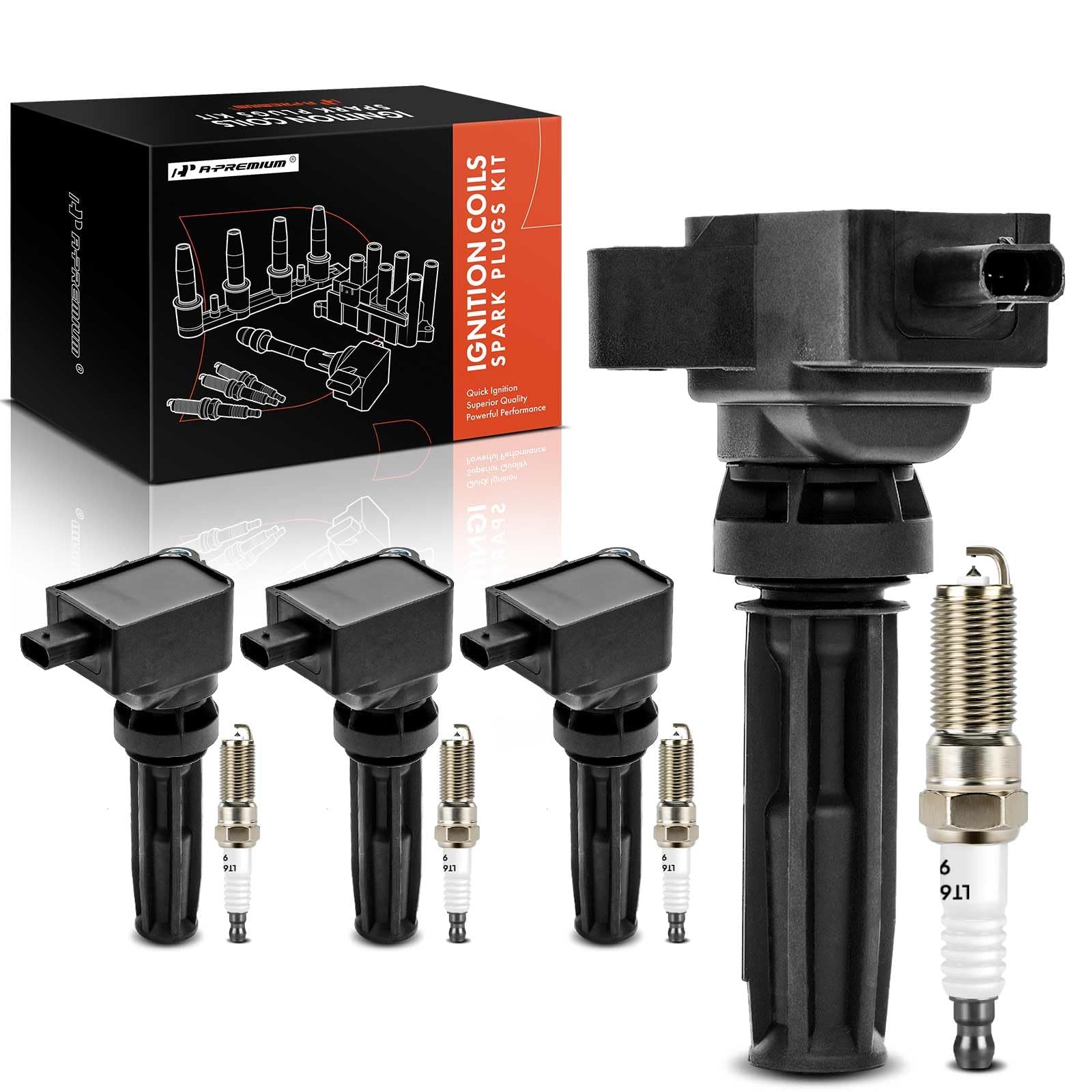 A-PremiumSet of 8 Ignition Coil Pack and Iridium Spark Plugs Compatible with Ford Explorer 2020-2021, Escape 2020-2022, Edge 2019-2021, Ranger, Bronco Sport, Bronco & Lincoln Nautilus, Corsair