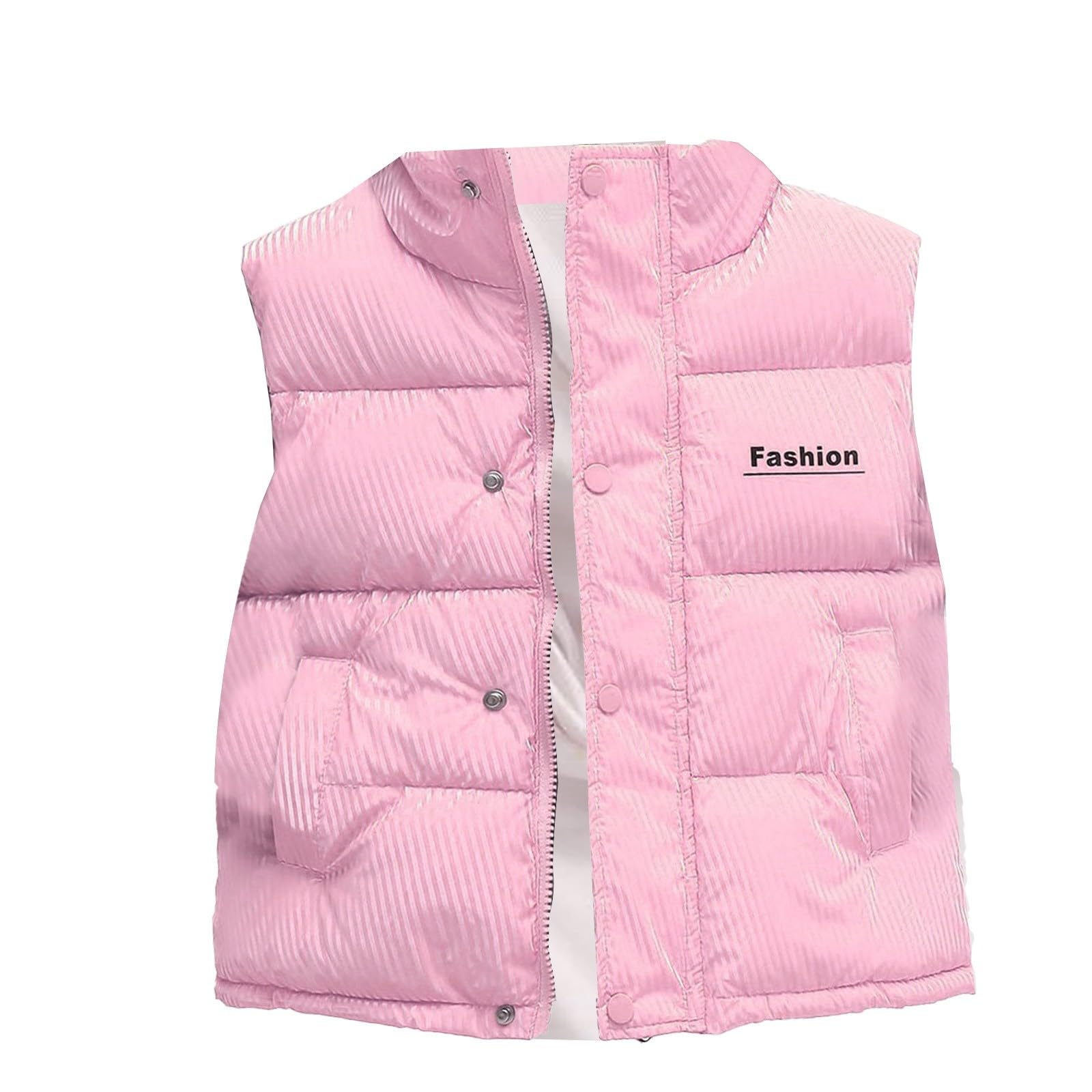 Boys Girls Puffer Vest Down Jacket Lightweight Waistcoat Kids Sleeveless Zip Up Winter Coat Gilet (Pink, 4-5 Years)