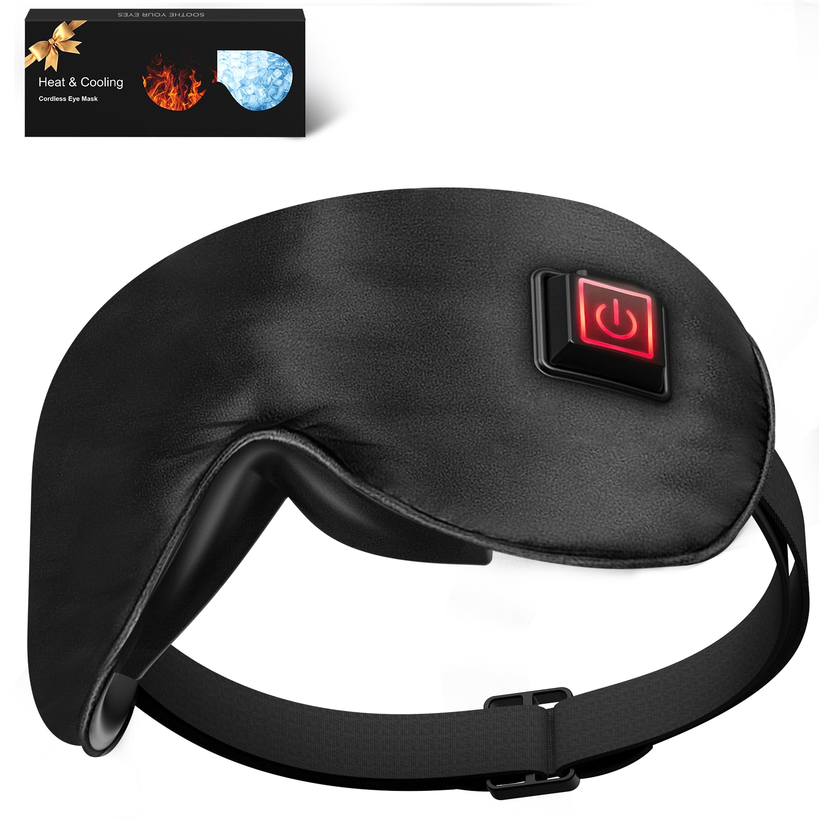 Heat and Cooling Eye Mask for Dry Eyes Migraines Puffy Relief Cordless Electric Silk Heated Eye Mask with