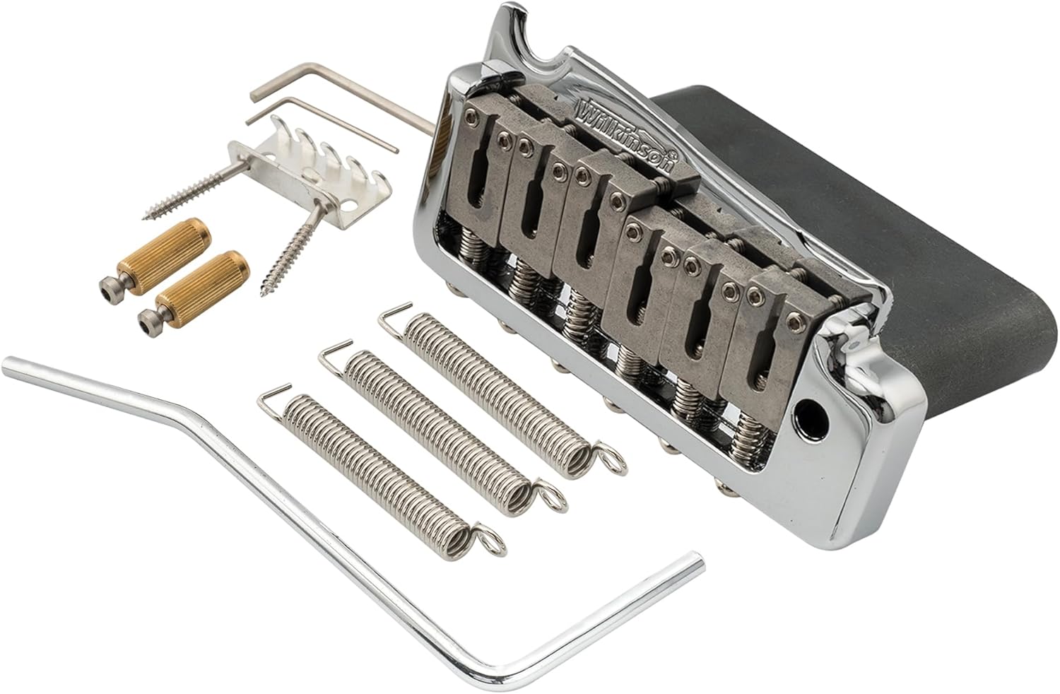 Wilkinson WVP-SB 54mm SUS Stainless Steel Saddles 2-Point Guitar Tremolo Bridge with Full Solid Steel Block for Import Strat and Japan Strat, Chrome