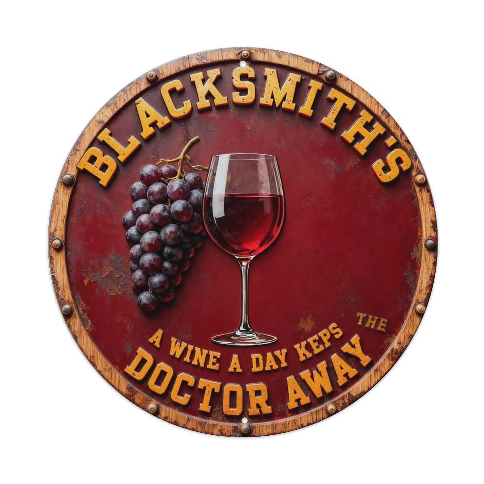 A Wine A Day Keeps The Doctor Away Metal Tin Sign Plaque