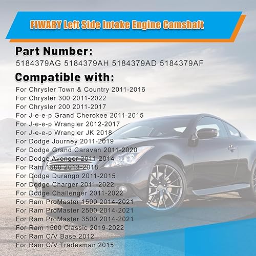 Miniatura 2 de Árbol de levas del motor del lado izquierdo para 300 200 Town & Country 3.6L para Wrangler Grand Cherokee para Dodge Charger Journey Durango Ram