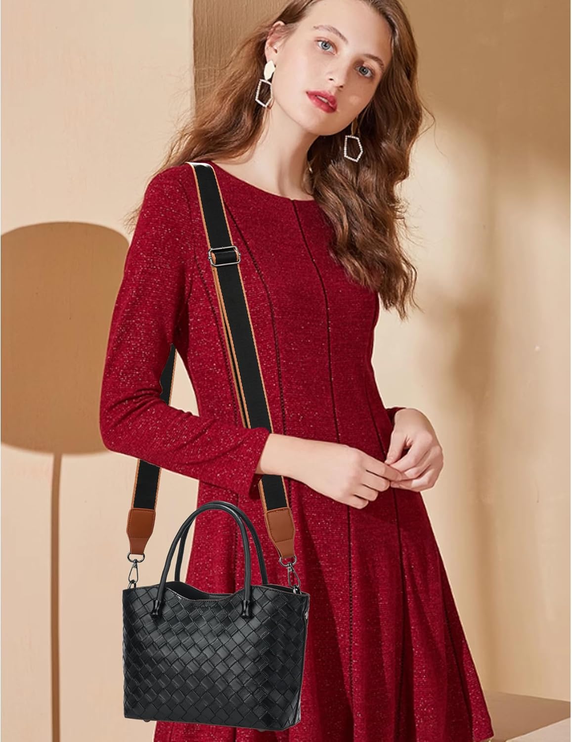 Adjustable Wide Purse Strap Leather Ends Replacement Handbag Purses for Shoulder Strap Replacement(Gun-Black Hardware) - Image 3