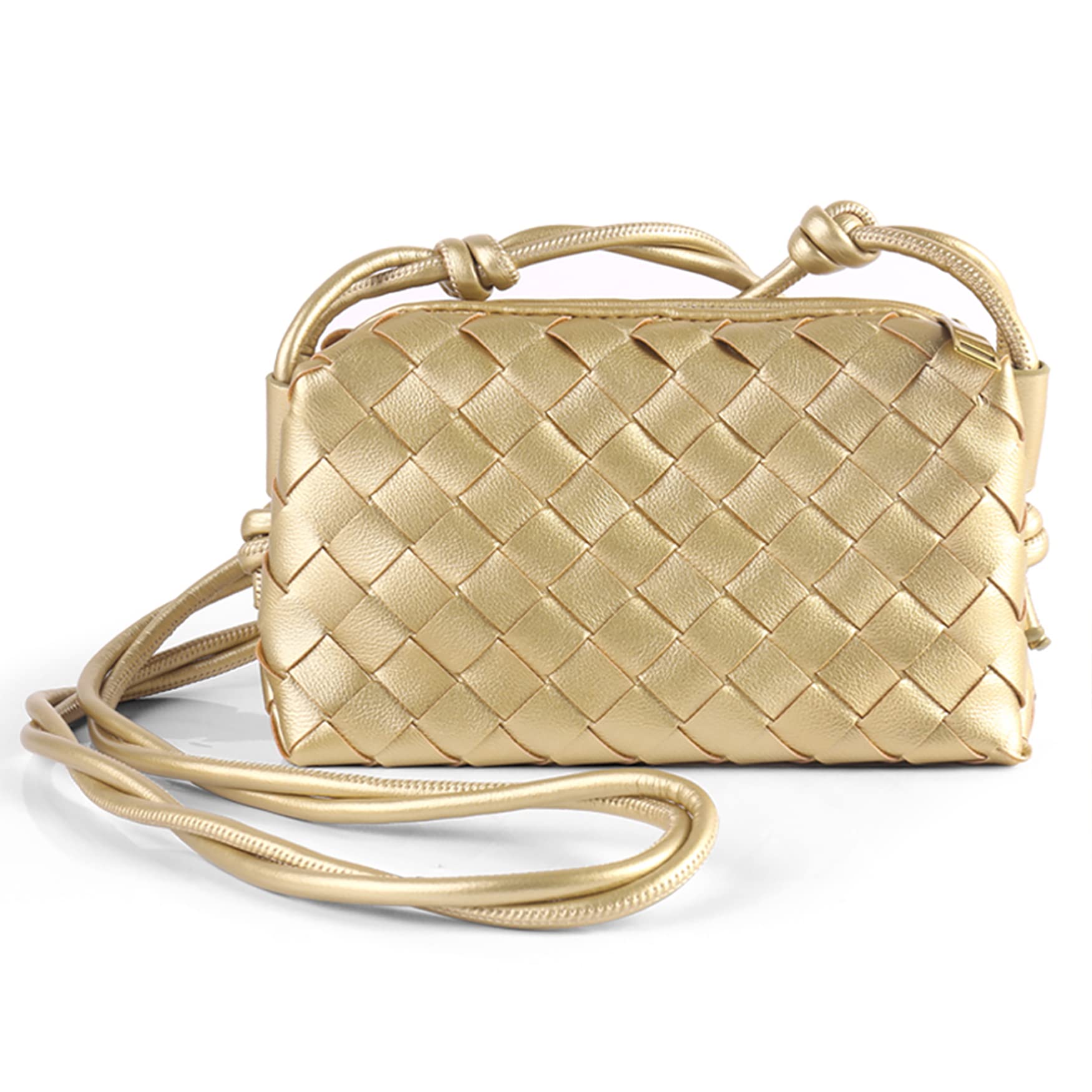 ZEDIUH Woven Crossbody Bags For Women, Small Handmade Purse Clutch Shoulderbag Handbag, Zipper Closure