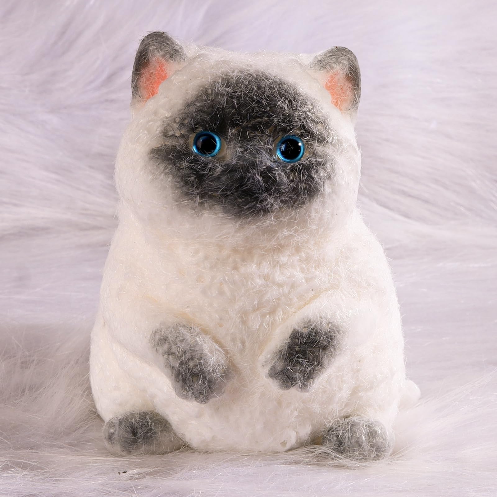 Squishy Toy, Big Taba Cat Stress Relief Gift, Super Soft & Cute Siamese Cat Design, Funny Fidget Toy for Adults & Kids (L)