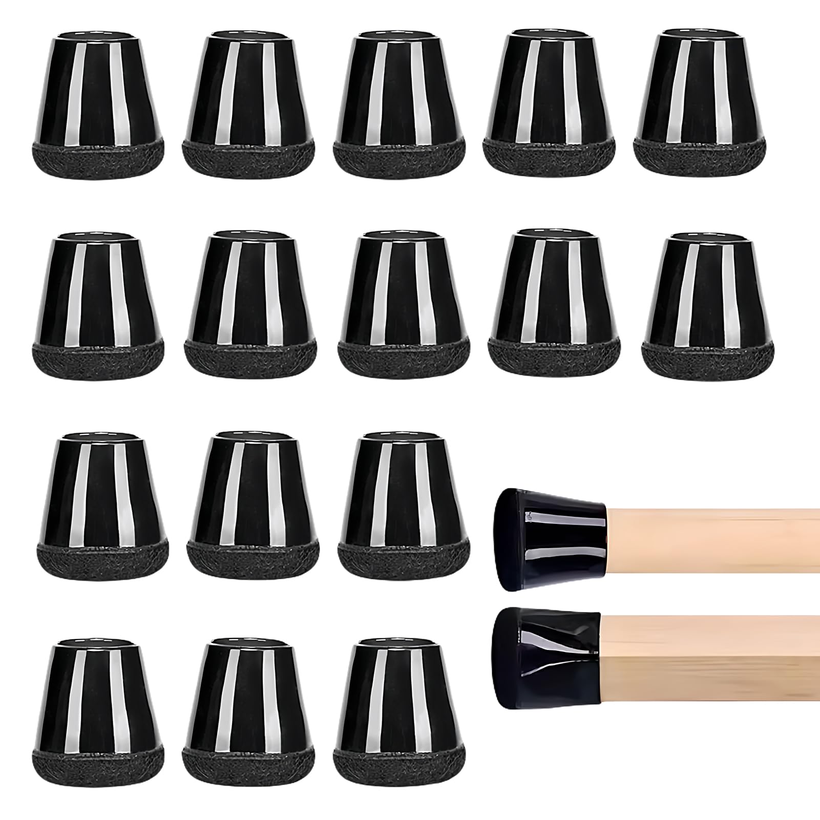 Almohadillas de silicona para sillas, 16 unidades, pequeños tapones para sillas, almohadillas para sillas redondas con fieltro grueso (Fits: 15-21 mm) elásticos protectores para patas de sillas