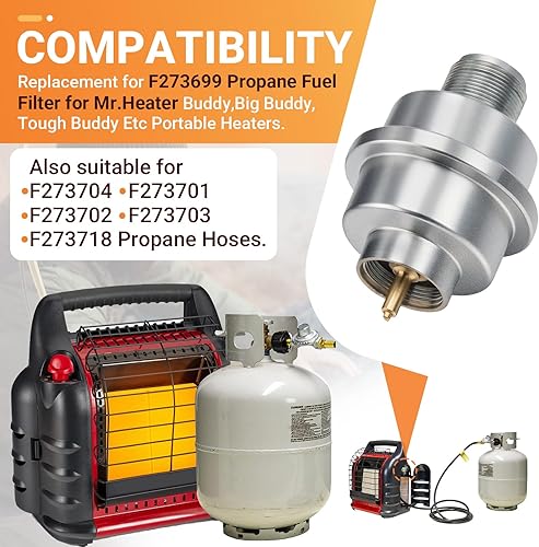 Miniatura 4 de F273699 Reemplazo del filtro de combustible de propano para Mr. Heater Big Buddy & Portable Buddy, adecuado para conjuntos de manguera de propano