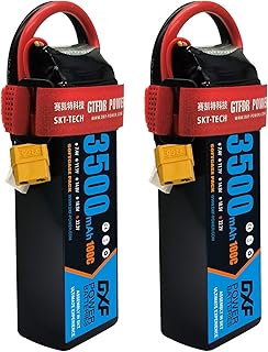 DXF 2 Paquets Batterie lipo 6s - Haute Performance pour modèles rc - 22,2v 3500mah - lipo 6s idéale pour hélicoptères, Voitures 1/8 & 1/10, et Drones FPV - livrée avec connecteur xt60