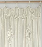 Vista 4 de IOWER Cortina de macramé larga de algodón para ventana, cortinas bohemias para dormitorio, boda, telón de fondo, divisor de habitación, puerta
