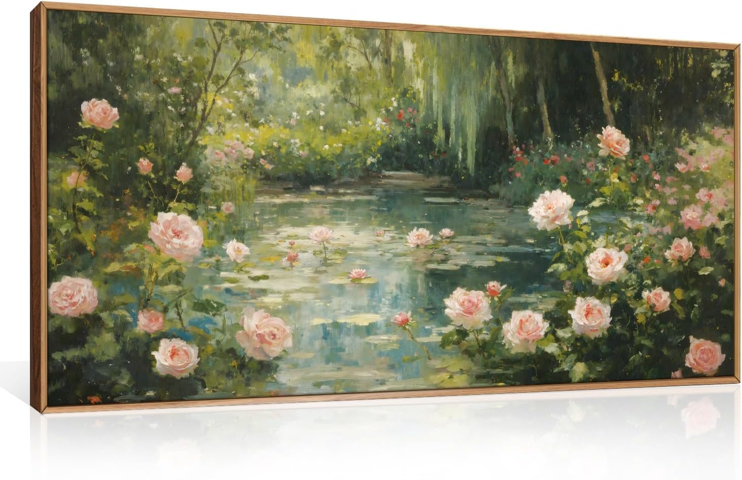 lianyibo Lilie wodne monet płótno ścienne sztuka, ogród pond impresjonistyczny plakat kwiatowy, wydruki do salonu, sypialni, farmhouse (90 x 180 cm, nieoprawione)