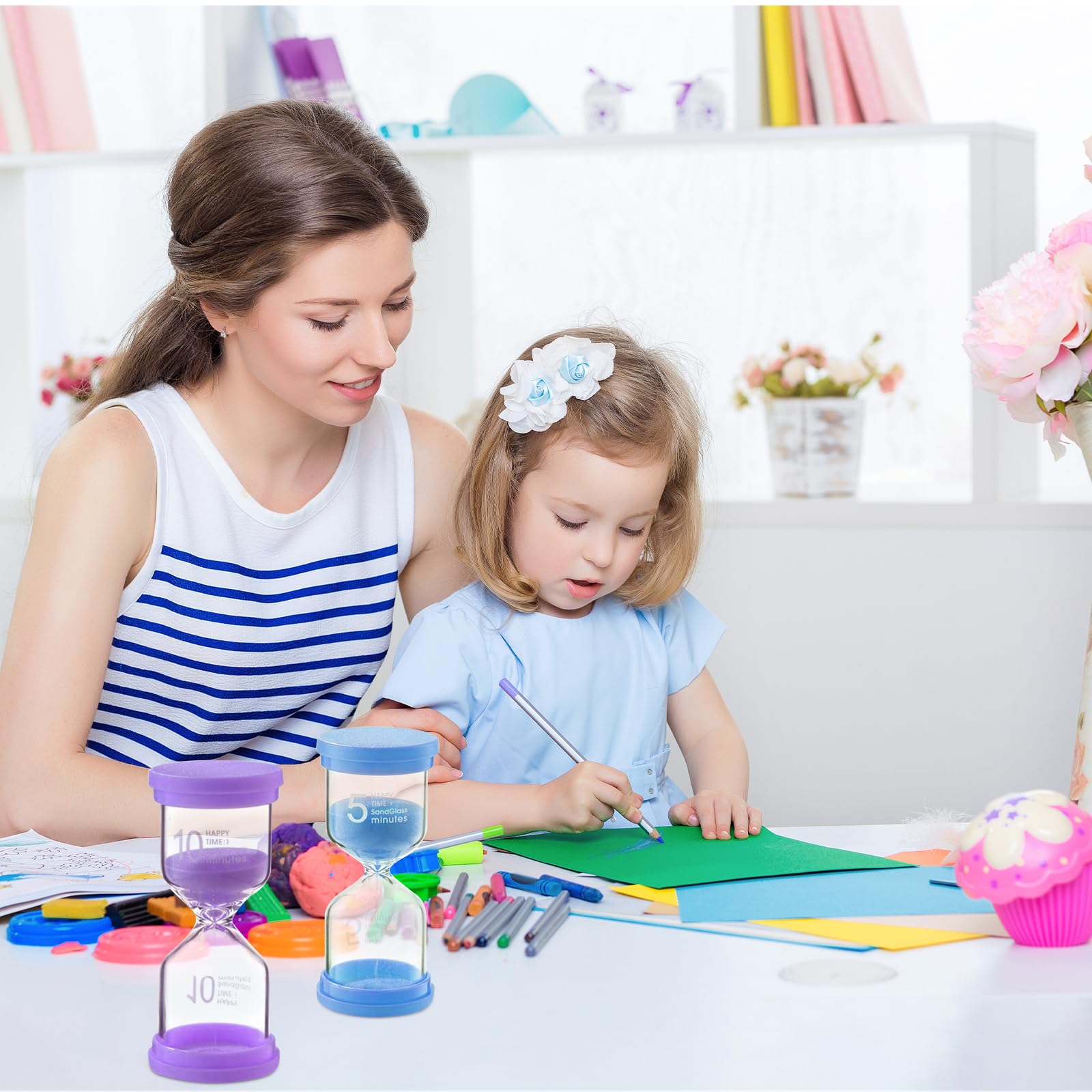 Kit De 6 Sabliers Colorés Minuteur - 1, 3, 5, 10, 15 Et 30 Minutes, Parfaits Pour Jeux, Cuisine, Brossage De Dents Ou Exercices