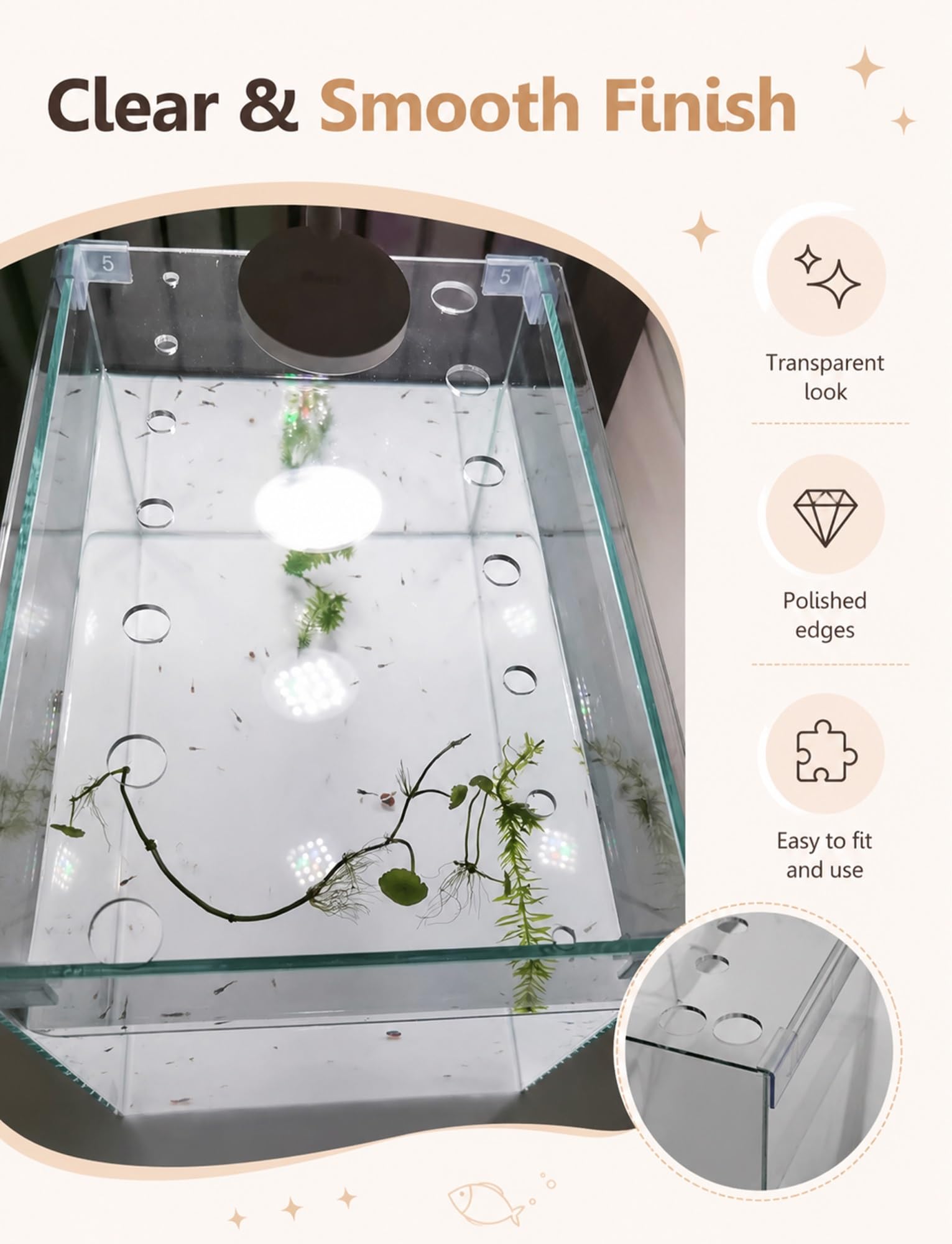 Generico Coperchio for Acquario in Acrilico Trasparente, Coperchio Scorrevole for Acquario con Fori di Ventilazione, paraspruzzi Anti-Salto a Prova di Gatto(3 mm,80x40.4cm/31.5x15.9 in)