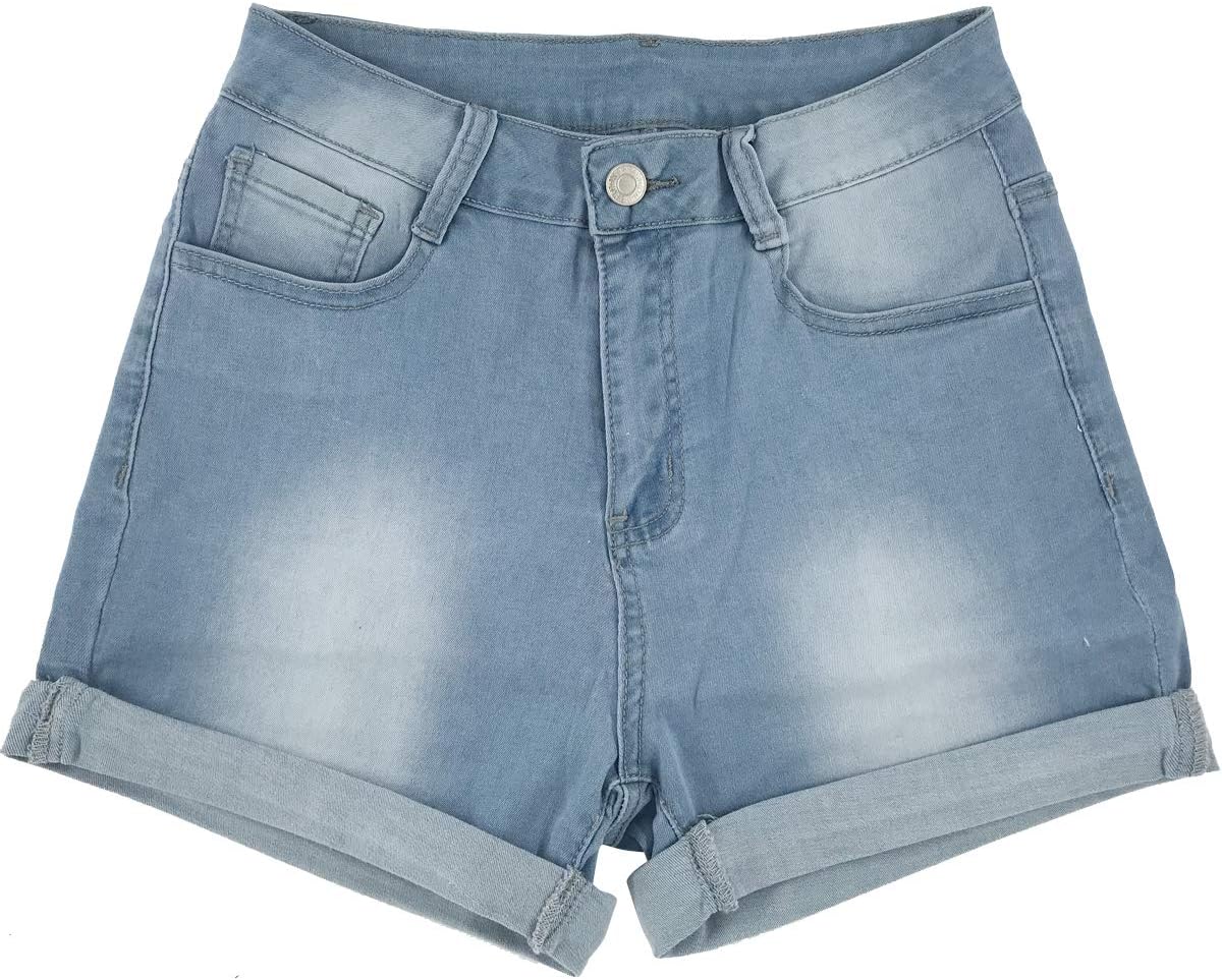 vanberfia Women's Stretchy Denim Mid Rise Jean Shorts with Pockets… - Image 4