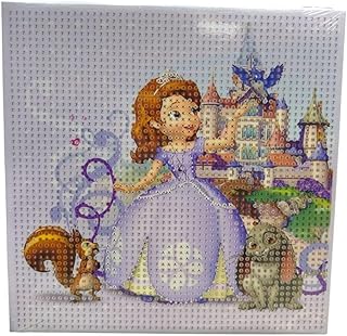 طقم الرسم بالألماس لتنمية مهارات التركيز والصبر وتحسين التنسيق البصري للأطفال، لون أرجواني، مقاس 20 سم × 20 سم