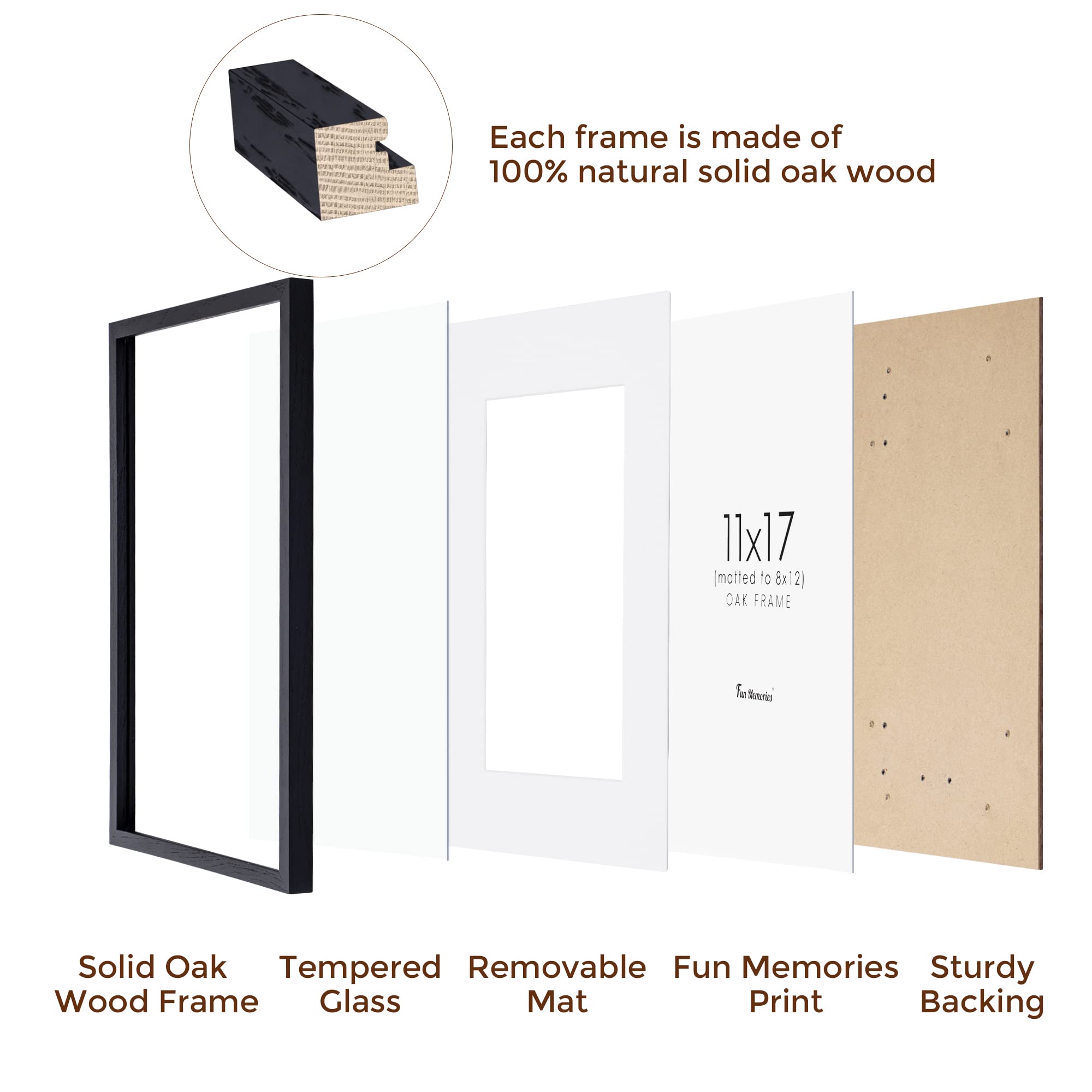 Amazon.co.jp: 11x17インチ オークウッド写真フレーム ブラック