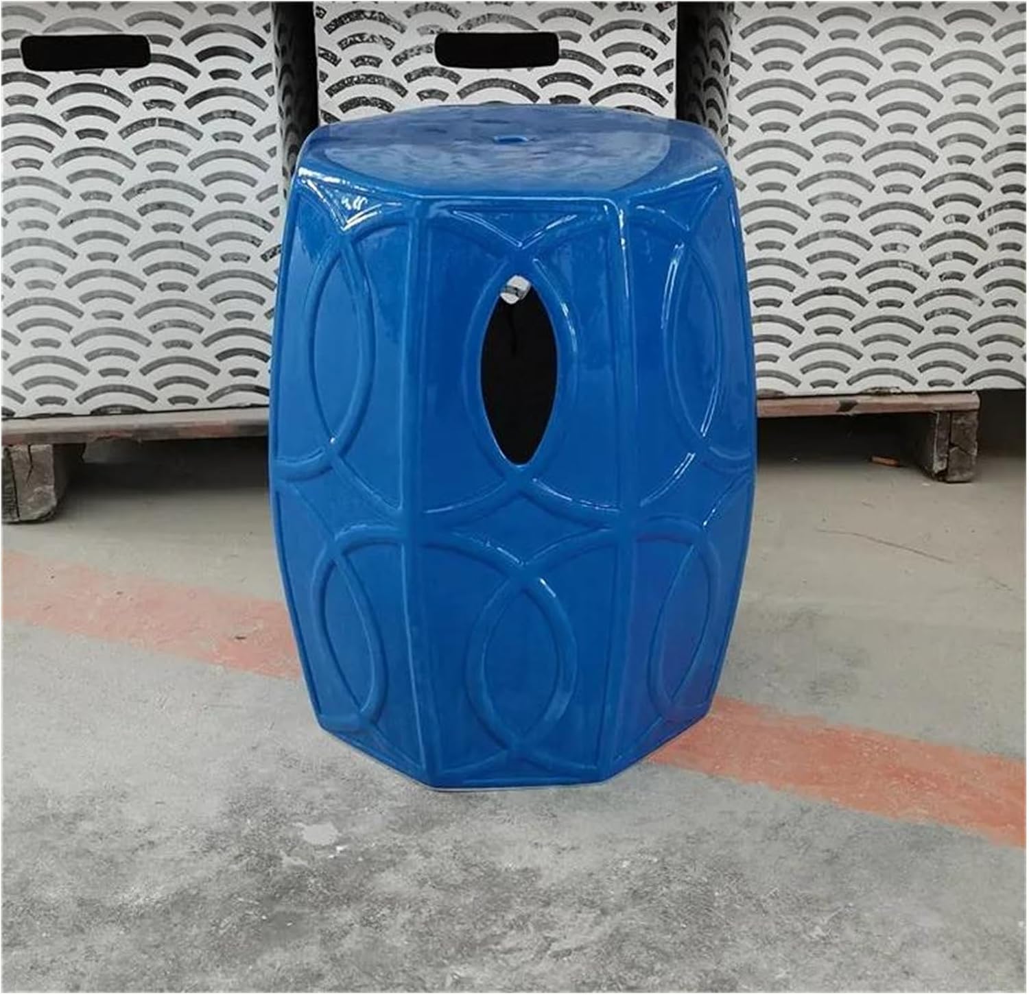 Decorative Garden Stools, Ceramic Drum Stools Shoes Toilet Stools Chinese Crafts Plum Blossom Pattern Porcelain Ceramic Stools(D)