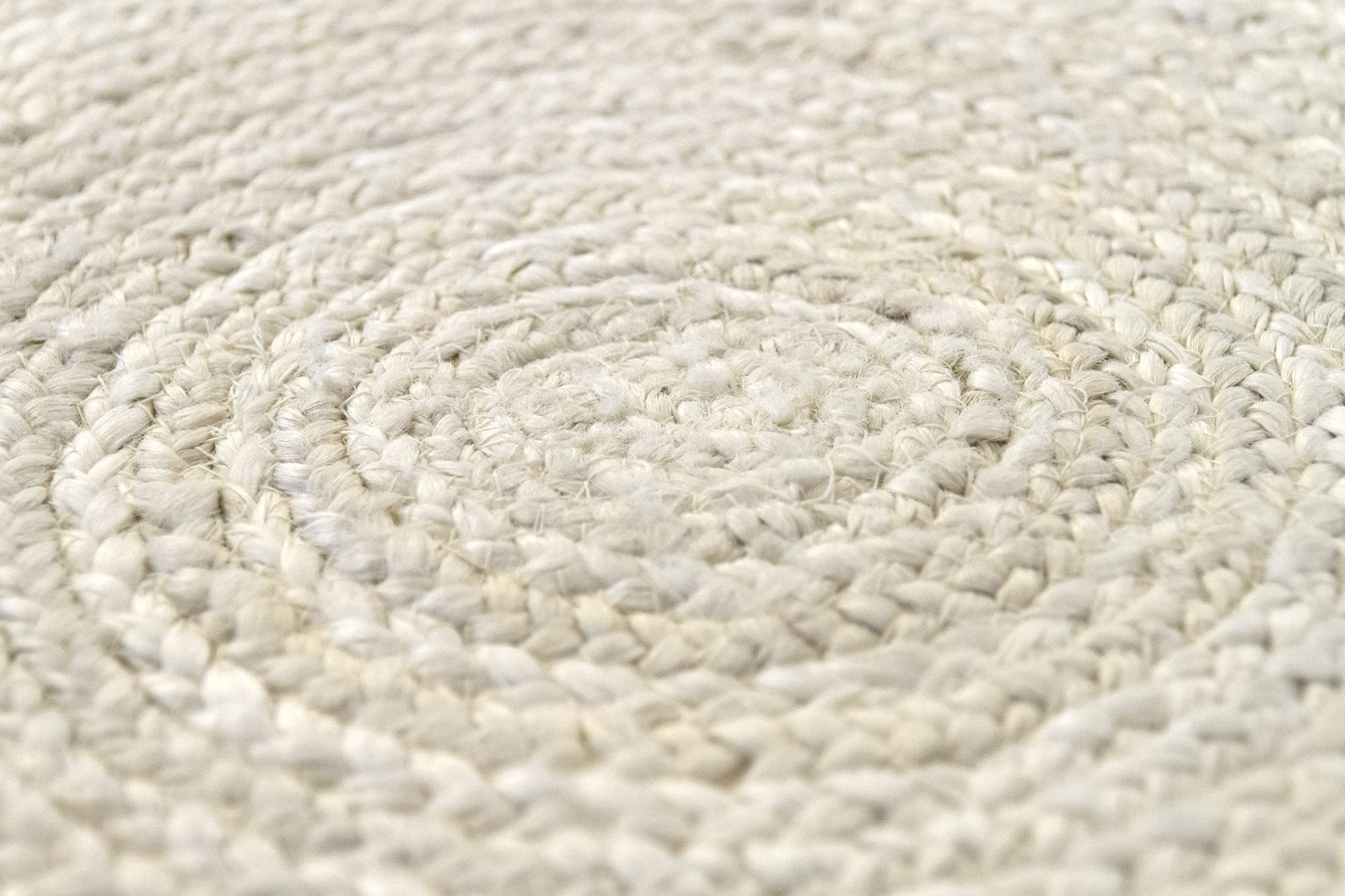 HAMID - Tappeto in Fibra di Juta Alhambra 100% Naturale Avorio Rotondo Intrecciato a Mano per Soggiorno, Sala da Pranzo, Camera da Letto, Corridoi (Avorio, 100x100 cm)