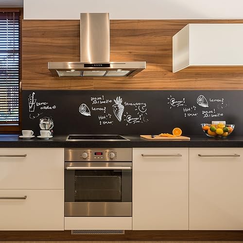 Miniatura 4 de MMFB - Rollo adhesivo de pizarra negra de borrado en seco, papel tapiz de pizarra para pegar y despegar con 15 tizas para pared, mesas, escuelas,