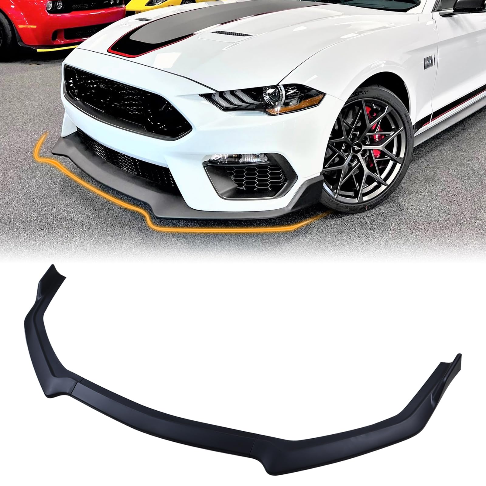Front Bumper Lip Compatible with Ford Mustang GT 2018-2023 Chin Splitter Spoiler Diffuser Protector Guard Wing Body Kit Air Dam Mustang Accessories(Matte Black)