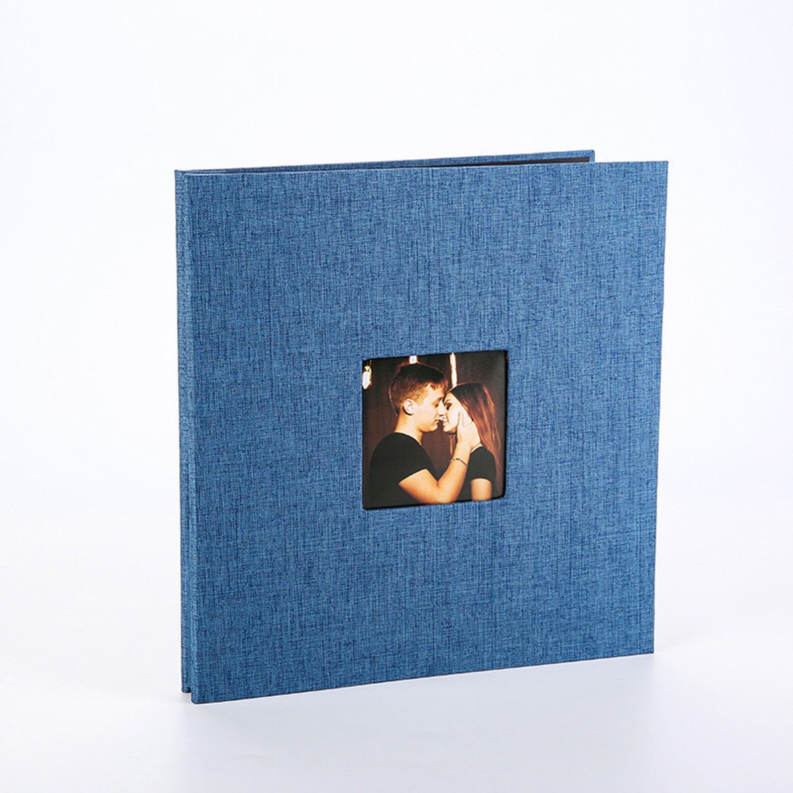 Álbum de fotos adhesivo con cubierta de lino y ventana para bodas, viajes, cumpleaños, recuerdos, regalo de 40 páginas