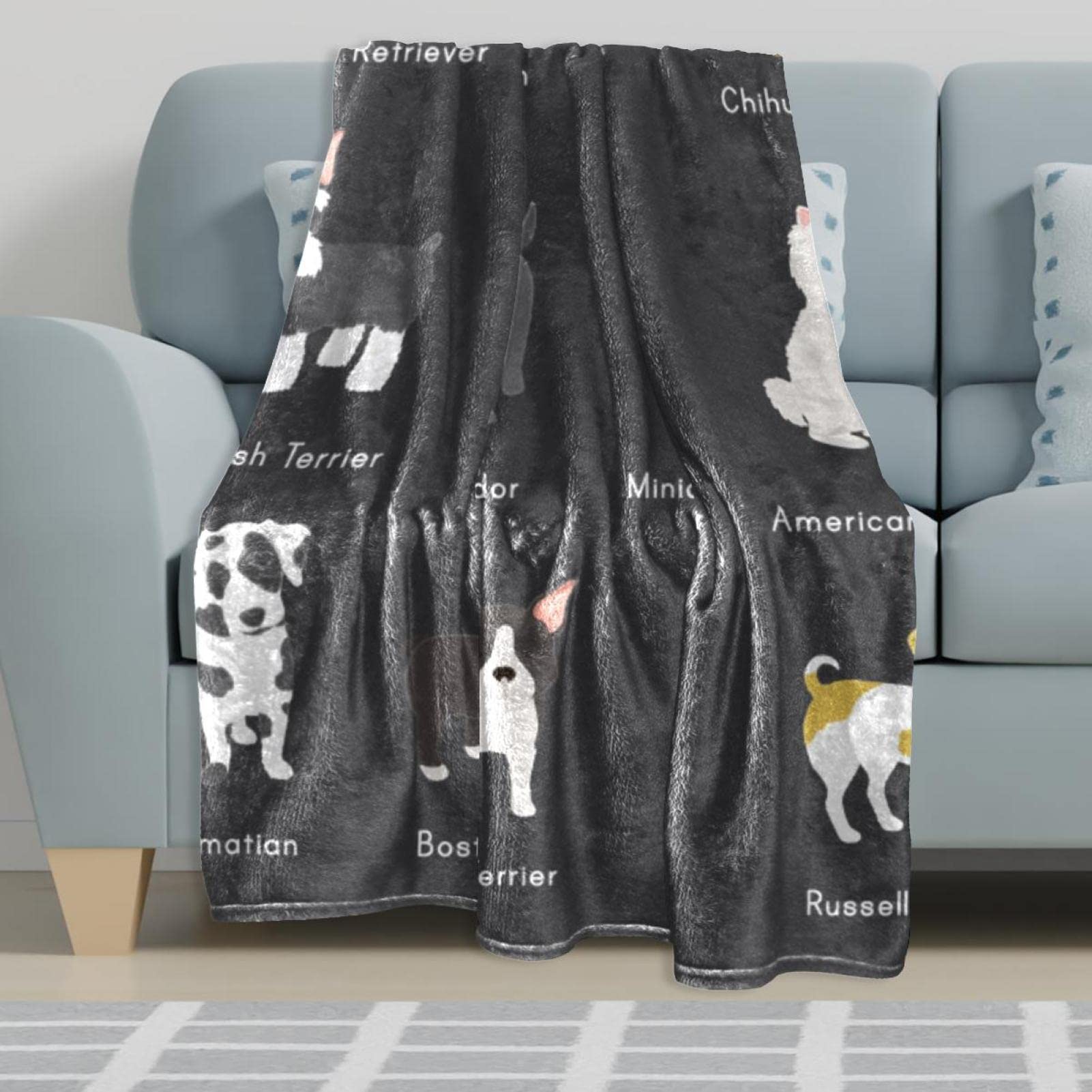 Manta de forro polar para sofá de diferentes razas de perros y cachorros