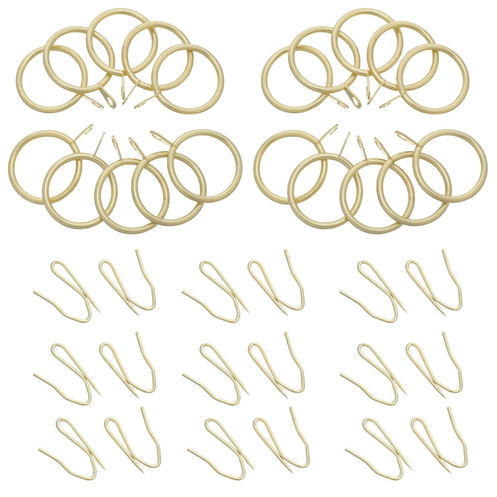 Anillos para Colgar Cortinas de Ducha Metálicos Dorados 200 Piezas con Ojales de 30 MM y Ganchos de 20X25 MM Resistentes para Baño y Accesorios de Cortinas de Ducha