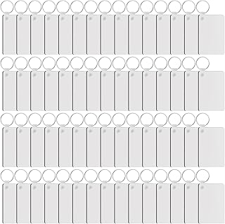 Duufin 180 Pieces Sublimation Keychain Blanks Double Side Heat Transfer Blanks MDF Blank Board Key Rings Blanks for Sublimation DIY and Craft