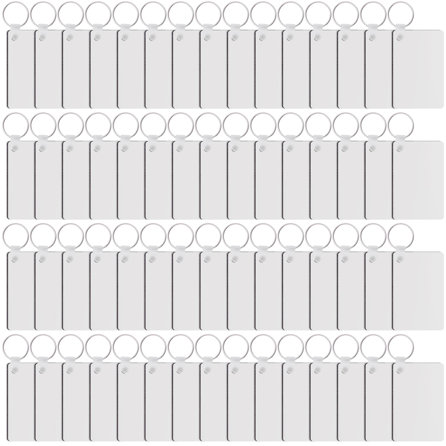 Duufin 180 Pieces Sublimation Keychain Blanks Double Side Heat Transfer MDF Blank Board Key Rings Blanks for Sublimation
