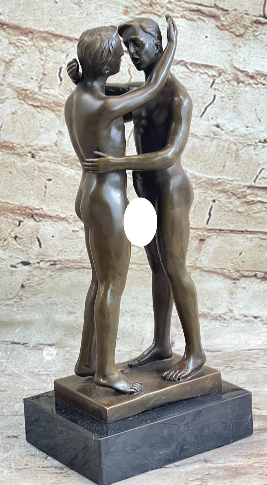Hand Mde Real Bronze Two-Gay-Men-Engaging-in-a-Flirtatious-kiss-Bronze-Hot-Cast-Sculpture-Figurine Handmade Decor Art Noveau