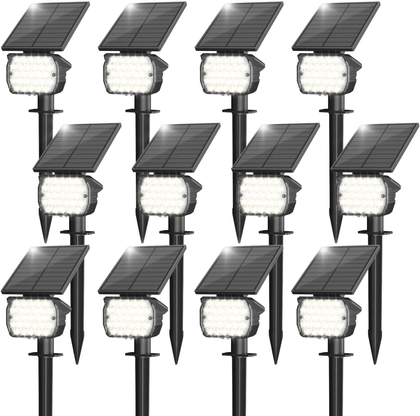 VOLISUN Solar Landscape Spotlights Adjustable Outdoor, Uplights Solar Waterproof IP67, Spot Lights Solar Powered for House,Tree,27 LED with 3 Lighting Modes(12 Pack- Cool White)