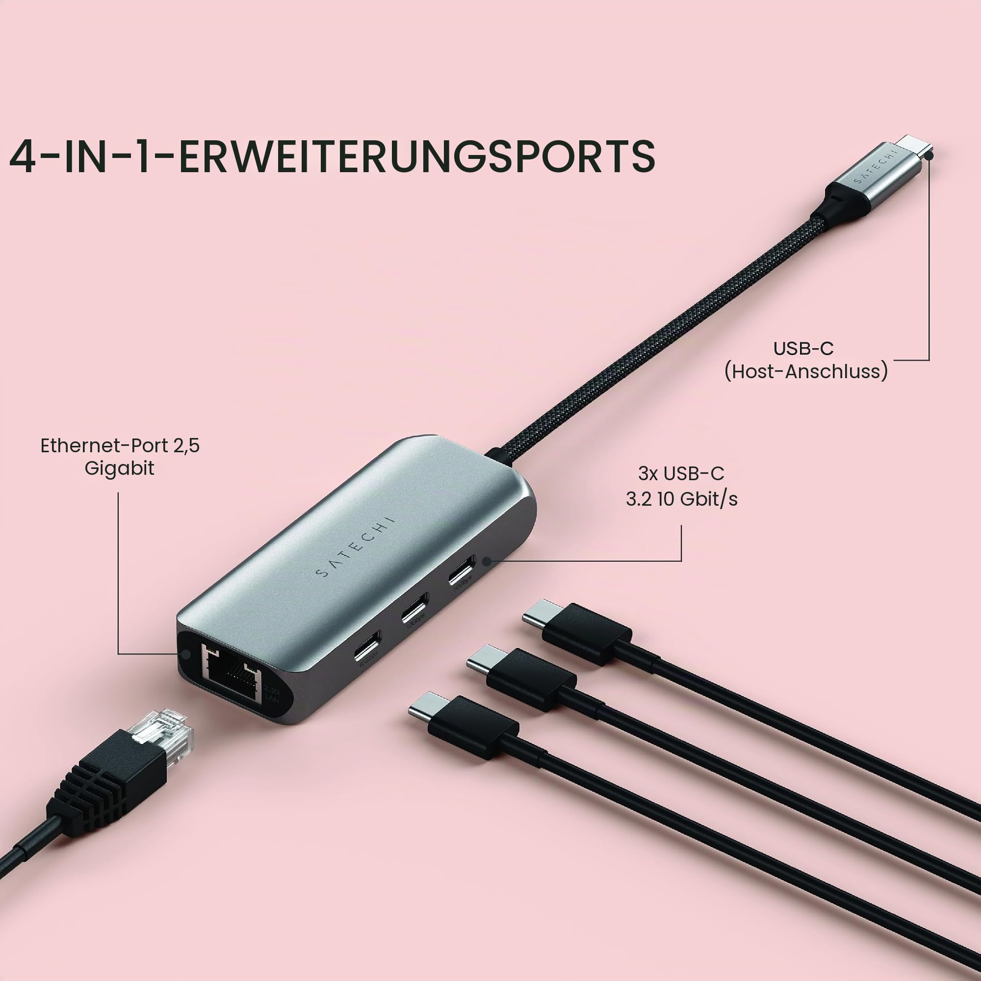 SATECHI USB-C Hub 4-in-1 mit 2,5 Gbit/s-Ethernet